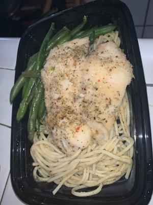 Tilapia with lemon garlic sauce/Pasta/Green Beans