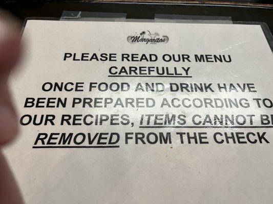 Don't see this sign when you walk in. Why would you need this sign? Says something about their food & drinks!!