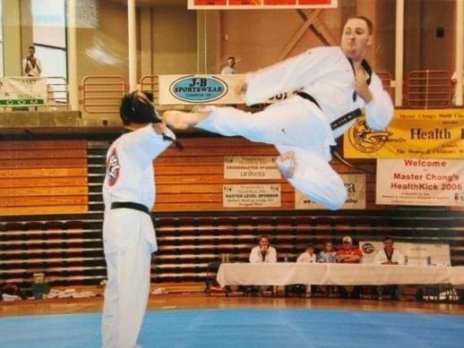 Master McDowell doing Flying Side Kick in a Charity Demo