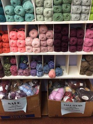 Yarn in the back and sale bins