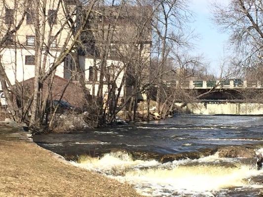 Cedar Creek, right behind Landmark's building.