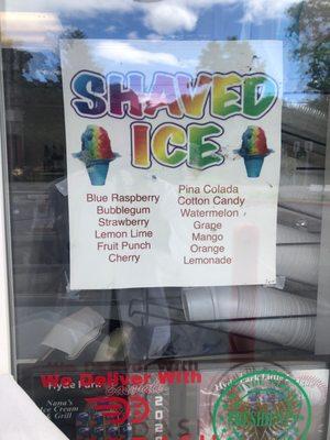 Shaved ice options