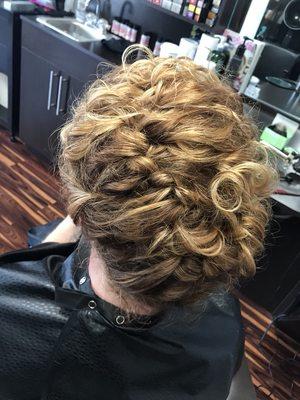 Natural curly hair up do