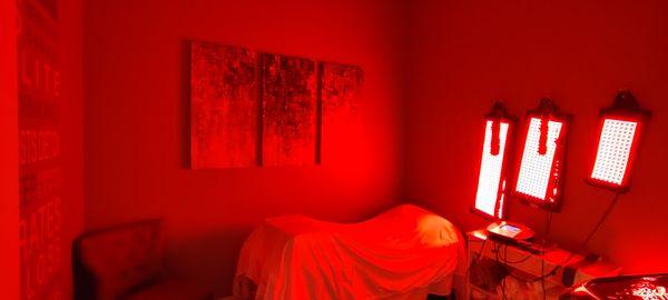 Red light therapy room