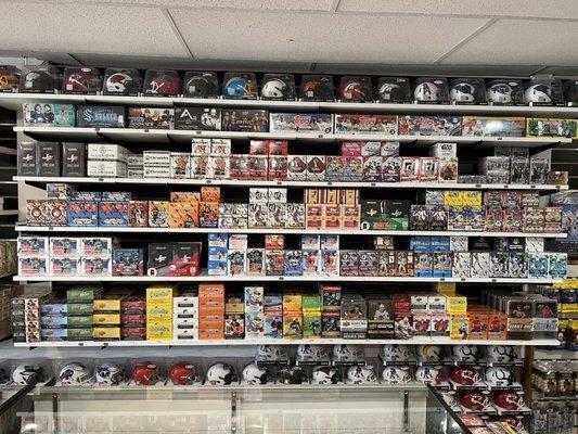 Upper Deck, Topps, Panini, Sage & Leaf retail sports cards boxes section.