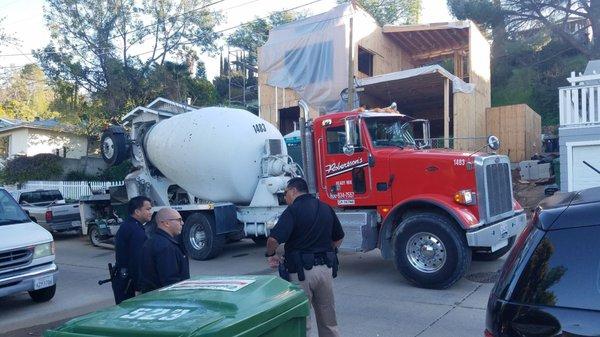 LAPD and LA City Investigators standing by while the workers shut down.  THEY DIDNT HAVE PERMITS TO WORK