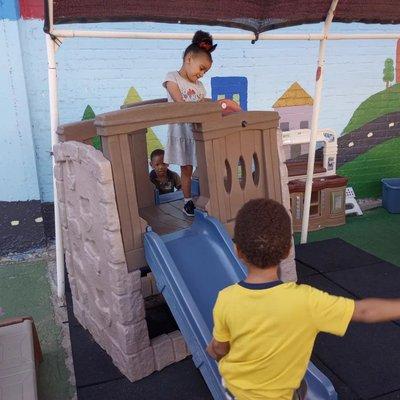 Playing on the slide