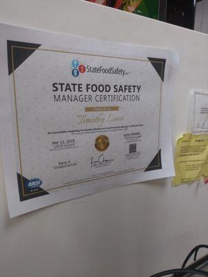 Certificate 0f food safety ......not accepted with this conditions