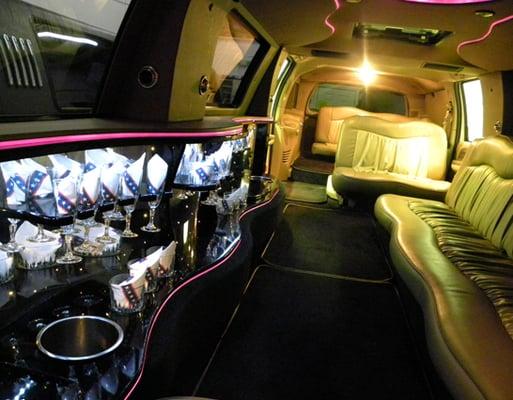 The inside of our 14 passenger Stretch Excursion SUV!