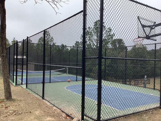 Gated Pickleball and Basketball court for your enjoyment and entertainment.