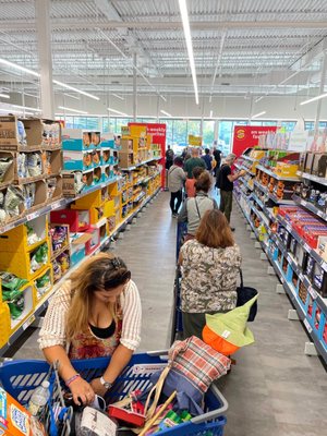 Long line because they never have more than one cashier.