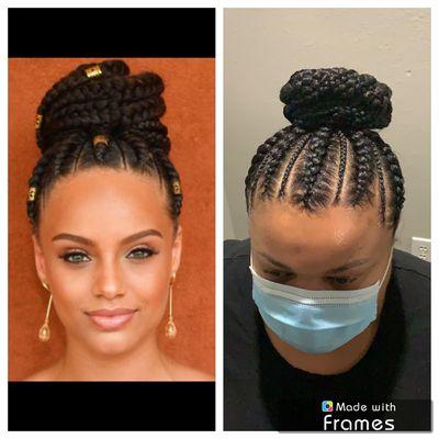 #updo #cornrows what she asked for vs what she got.