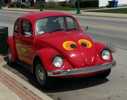 Carol drives to work in her classic VW!