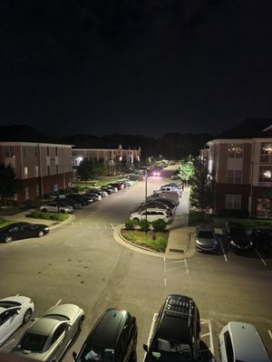 I took these pictures from my balcony. There's never any parking spots at night.