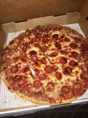 Thin crust Old world pepperoni