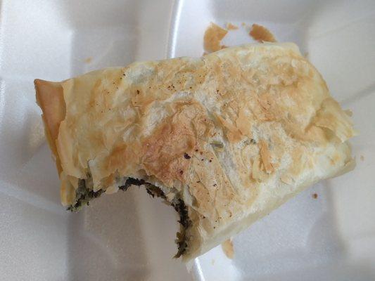 Spinach pie, about $5. Worth it. Better than Chicago's Greek places.