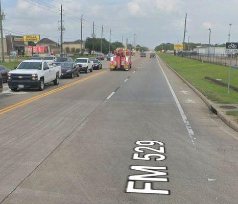 Stay to your right lane driving down FM 529