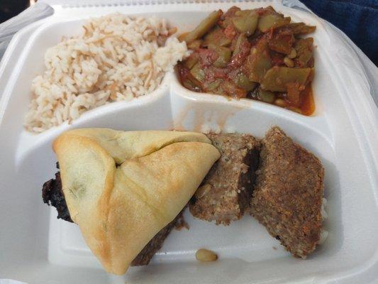 Plate #1 Kibbee with spinach pie & sides