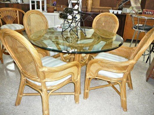 Glass Top Dining Table and Matching Chairs