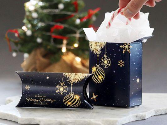 Christmas gift packaging - tuck boxes and pillow boxes. Shop our themes or send us yours!