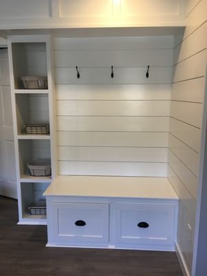 Interior Design Client Mudroom/ Laundry room remodel ....Classic shiplap is the feature