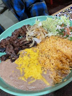 Carne Asada (with beans) for my hubby.   He usually likes a Carne Asada Burrito but they didn't have it on the menu.