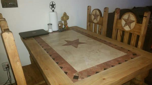 Rustic table marble star.