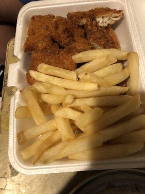 Fried fish with French fries