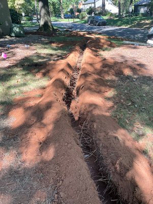 Trenching for the irrigation system.