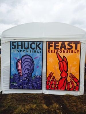 Tent for Maryland artist Ramon Matheu's seafood themed pop art.