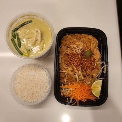 Pad thai, Green curry with chicken