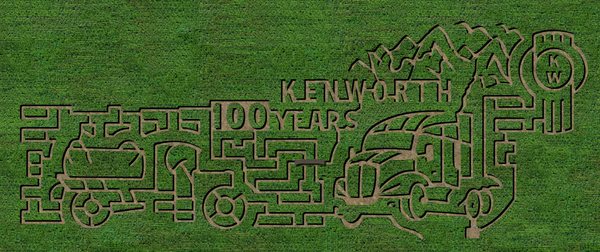 Our corn maze design for 2023 is Celebrating the 100th Anniversary of Kenworth