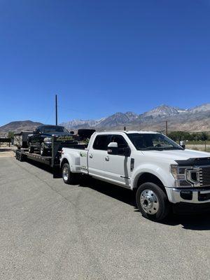 40' of truck and trailer towed 200 miles