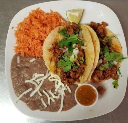 2 tacos rice & beans combo