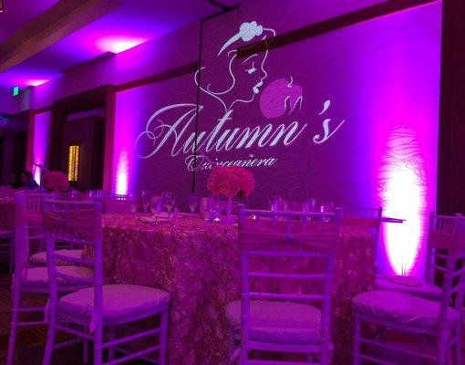 Have a theme for your special event? Snow White and pink up lighting for Autumn's special night