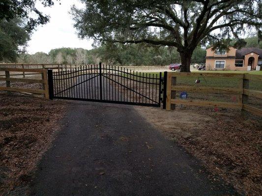 Gate installed with 4" square post filled with concrete for added support