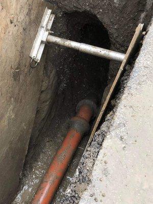 New 6" sewer pipe all the way to the sewer main.