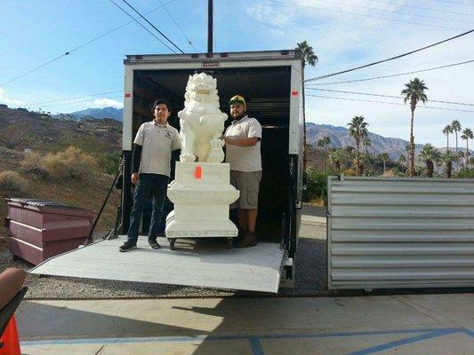 Luckily this Lion Sculpture was a lot lighter than it looked! This was take to Rachel's Consignments in Palm Springs.