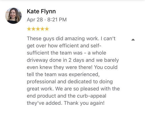 Check out this 5 Star Review on this project that we completed in just two days!