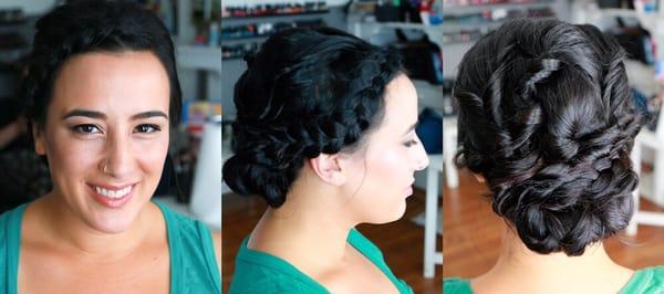 Bridal updo.  Makeup by Tamara Locke