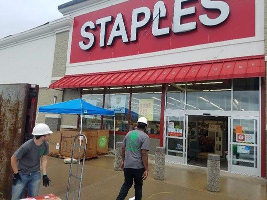 Cleaning out the Staples store in Wilkes-Barre after the tornado