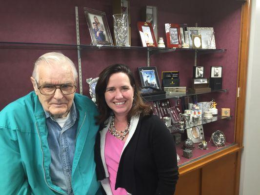 Bob Thimke and Heather. Bob operated his business at 148 S Main St until the Martins purchased it in 1988 and Bob retired.