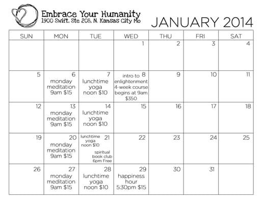 January calendar