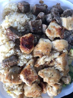 Chicken and steak hibachi.