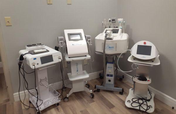 At Restoration Spa 360 we have the newest equipment for your body counturn, Unti cellulitis treatment, and pain relief.