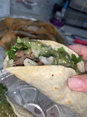 Street taco with chopped steak!