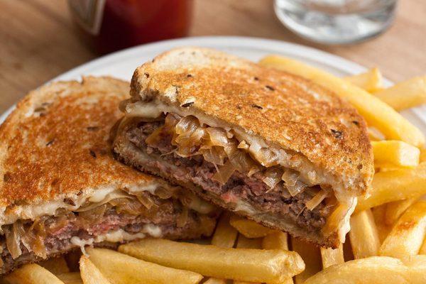 Patty Melt Burger available everyday at Blue 42. Enjoy Buy One Get One 1/2 Off Burgers every Tuesday!