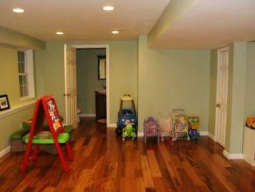 Basement remodel including half bath