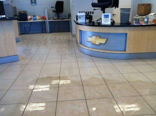 Ceramic tile-auto dealership service area