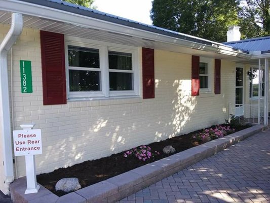 Painted brick and shutters